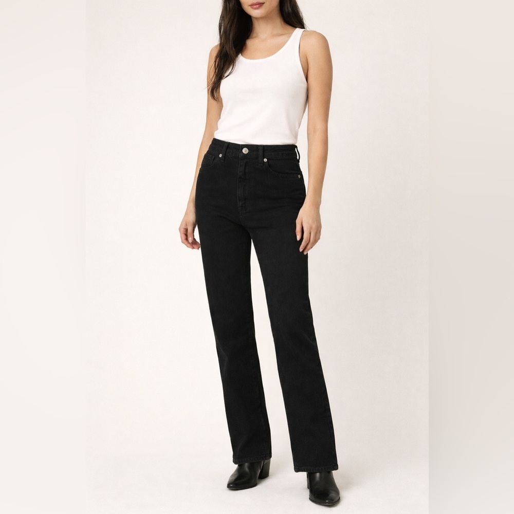 Reformation Black Mid rise Straight Leg Jeans Size 24 Sustainable Denim